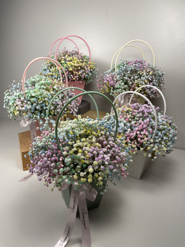 Сумочка с радужной гипсофилой