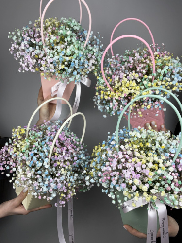 Сумочка с радужной гипсофилой