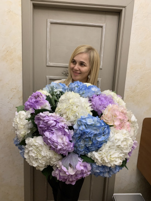 Букет-микс из 21 гортензии «Северное сияние»