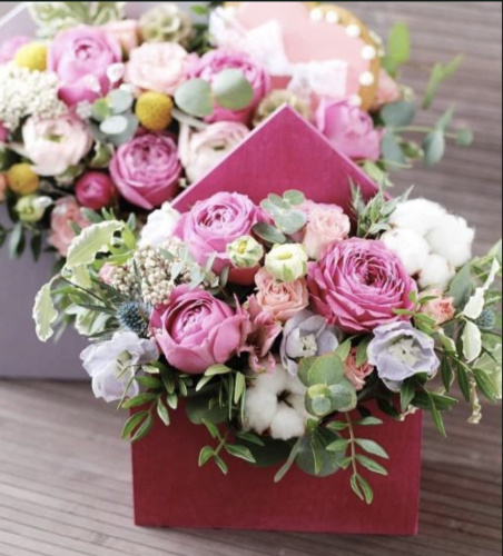 Конверт с цветами «Воздушная валентинка»